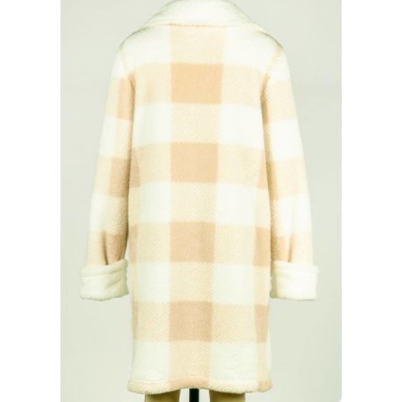 Lapel Plaid Patchwork Fleece Overcoat - Picture 6 of 10